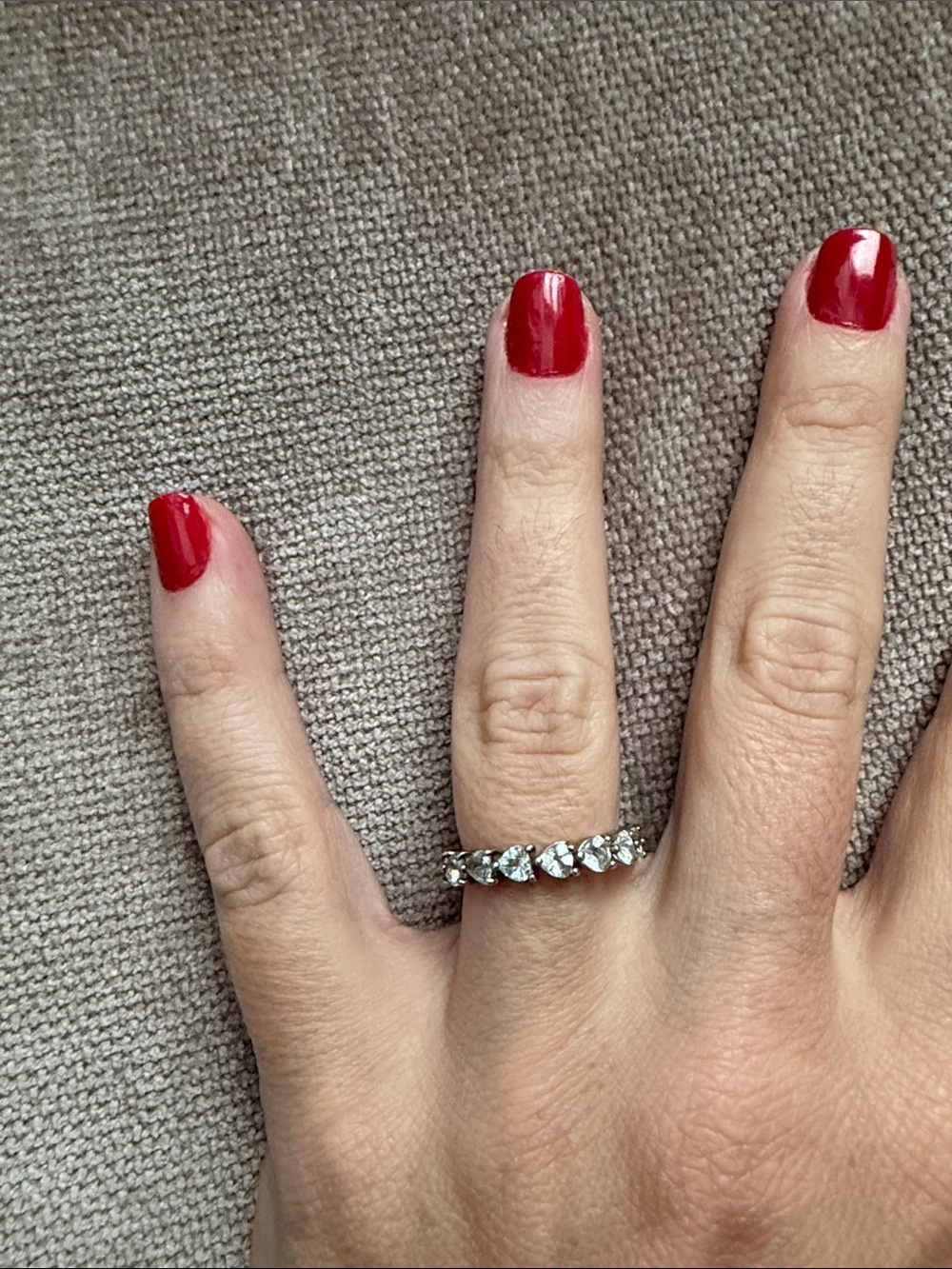 Sterling Silver and Aquamarine Eternity Band - Size 7